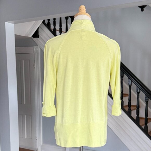 Chico's Cotton Lime Green Open Cardigan Shrug Sweater - Picture 4 of 9